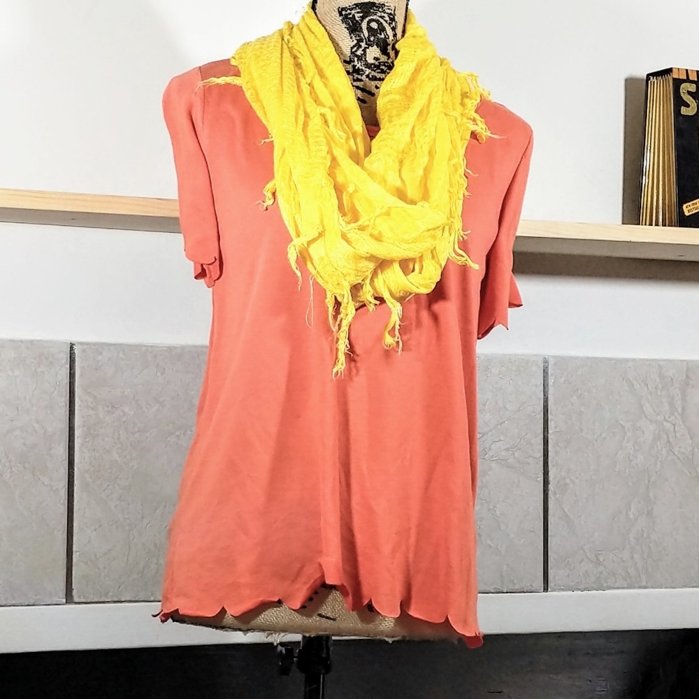 Yellow Fringe Infinity Scarf